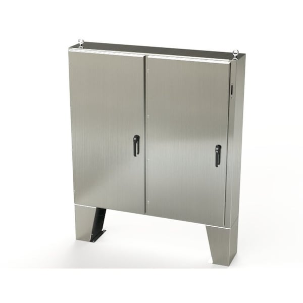 3 Point Latch with Coinproof/Padlock Handle Electrical Enclosures, 60 in H, 12 in D, 61 in W